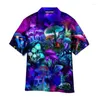 Camicie casual da uomo Summer Shirt hawaiaian bavaglio manica corta Modella di funghi colorati Modello di stampa 3D Trend Tenda vestiti