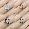 Luxurys Designer Ring for Women 4/4 Leaf Clover Charm Ring Designer Silver Gold Fashion Jewelry Womenギフト調整可能多くのアプリケーションに適しています