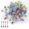 Nose Rings & Studs 10Pcs/Set Color Mixing Fashion Body Piercing Jewelry Acrylic Stainless Steel Eyebrow Bar Lip Barbell Ring Navel Ea Dh8J2