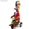アダルトシリーズレトロスタイルのおもちゃメタル錫ダックライディング自転車ロボットメカニカルクロックおもちゃモデル子供ベビーギフトY240416