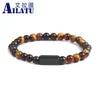 Bracelet perlé en acier inoxydable du charme Ailatu 6 mm Natural Apatite Black Quartz Rutilated Stone Beads Bijoux 240416