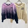 Kobiety Knits Tees Designer CE Home Edition Fashion 23 Autumn/Winter Gradient List Jacquard z kapturem Zapip Knitted Wool Cardigan I0L2