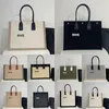 Women Rive Gauche Tote Beach Shopping Bag حقيبة يد قش قش من جلود أزياء أزياء بياضات سفر فاخرة كبيرة كتف كتف كتف