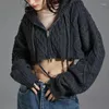 女性用ジャケットカットアンドピシュシックなソリッドジッパーニットコートヴィンテージストリートウェアの美的スリムカーディガンカジュアルロングスリーブ女性セーター