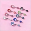 BULTON BELL BELL RINGS WASIT Belly Dance Round Ball Color Crystal Body Body Jewelry