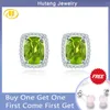 Stud Earrings Natural Peridot 925 Sterling Silver 2.9 Carats Genuine Gemstone Fashion Style Fine Jewelry For Daily