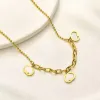 Letter interlocking diamond necklace retro pendant necklace ladies womens clavicular chain metal gold color trendy letter necklaces designer for friends zl099