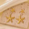 Stud Earrings 2024 Stainless Steel Sea Star Shape For Women Trend Girls Holiday Party Birthday Jewelry Gift