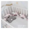 Bed Rails 3 Meter Baby Bumper Braid Knot Pillow Cushion For Infant Crib Protector Tour De Lit Bebe Tresse Room Decor 211025 Drop Deliv Othgy