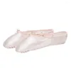 Sapatos de dança Balé Pointe Slippers Anti-Slip Soft Cowhide Ribbon Professional com fitas para meninas