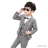 Pakken Vest + Blazer + Pants + Tie 4pcs Kids Boys Formele trouwpak Gentleman Tuxedo Dress Children Party Costume Clothing 2-12T