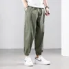 Pantaloni da uomo estate cotone allungamento della caviglia uomini casual uomini sottili cargo elastico elastico in vita sciolto harem hip hop jogger pantaloni maschio maschio maschio