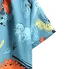 Casual shirts heren heren Men Summer Shirt Beach Stijl Dinosaurus Gedrukte Hawaiiaanse korte mouw Turn Down Collar Blouses Boy Tops Camisa Homme 240416