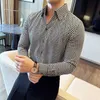 Herren lässige Hemden Camisas de Hombre hochwertige V -Nackenhundtooth für Männer koreanische Luxuskleidung Schlanker Fit Herren soziales Hemd Großgröße 4xl 240416