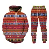 Folk Custom Blukie z Bluzy do druku 3D Suits Men Men Tracksuit 2PC Zestawy długoterminowe styl etniczny Afrykański Danshiki Męskie ubrania 240407