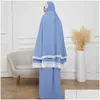 Ubranie etniczne Eid Ramadan Mubarak Khimar muzułmanin 3 -częściowy zestaw Abaya Set S Turkey Islam Dress Ubrania Kobiety Niqab Zestaw Femme Dro Dhcvj