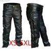 Men's Pants Mens Pants Lace Up Leather Pants Motorcycle Punk Black Pants for Men Fashion Winter Big and Tall Mens Clothing Pantalon Homme Trousers 230906L2402