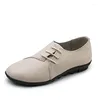 Casual schoenen 2024 Fashion dames plat echt lederen veter ronde hoofd wit wit