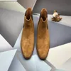 Tasarım Erkekler İnek Deri Yüksek Nimli Toe Slip-On Elbise Düğün Botları Moda Yüksek Topuk Süet Takım Takım Elbise Botlar Sıradan Batı Ordusu Askeri Ayak Bileği Martin Botlar, 38-47