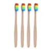 Nowy 1 -częściowy nowatorski Rainbow Kolorowa głowa szczoteczki do zębów miękki włosy Bambus Fibre Wooden Ruse Opieka ustna