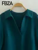 الفساتين غير الرسمية FBZA Women Fashion 2024 Spring Autumn Sleeve Long Sould Polo Label A Line Mini Dress