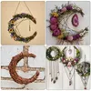 Decorative Flowers 2 Pcs Rattan Garland Wreath Circle Ornaments Christmas Making Rings Flower Garlands Moon Shaped Wicker Moon-shape DIY