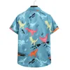 Casual shirts heren heren Men Summer Shirt Beach Stijl Dinosaurus Gedrukte Hawaiiaanse korte mouw Turn Down Collar Blouses Boy Tops Camisa Homme 240416