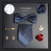 Blue Black Men's Tie Set, Box, Formal Business Gift, Gift for Boyfriend and Husband's Valentine's Day