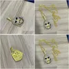 Pendant Necklaces New Fashion Iced Out Skeletor Necklace With Tennis Chain Copper Hip Hop Gold Sier Color Mens/Women Charm Jewelry Dro Dhtle