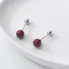 Boucles d'oreilles Stud Inzareal 925 Perle à billes à vis de perçage en argent sterling pour femmes accessoires minimalistes minimalistes classiques