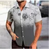 メンズカジュアルシャツ2024新しいメンズシャツハワイアンプリント半袖トップフリップカラー夏3D 24416