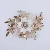 Hair Clips Gold Color Floral Bridal Comb Pearls Jewelry Fashion Leaf Wedding Headpiece Women Crown Accessories