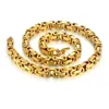 Bracelet Collier Hip Hop Byzantine Box Chain Set Golden Couleur solide 14K JEUX JEUILLES GO