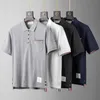Nebel Sommertasche Streifen Baumwolle Kurzarm T-Shirt Trendy männliches Paar Freizeit Trend Polo-Hemd Revers Trendy Marke