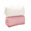 Femmes Pink White Cott Fr Broderie Pillow Cosmetic Sac de grande capacité Organisateur de maquillage de grande capacité Sac de rangement de voyage portable H2IM #