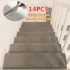 Carpets 14pcs / Set Stair Step Carpet Mat Mossile de protection antidérapante auto-adhésive