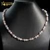 Ny ankomstanpassad design Partihandel Fashion Jewelry Moissanite Diamond 8mm Iced Out Imitation Pearl Beads Link Chain Necklace