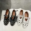 Casual Shoes Women Round Toe Hollow Out Flat Solid Colors Metal Decor Single Spring Summer Cute Versatile Leather Ballet