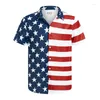 Chemises décontractées pour hommes America Hawaiian Flag mode masculin pour l'homme Vêtements 3D plage imprimée à manches courtes Y2K