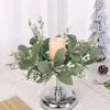 Fleurs décoratives 25 cm Bougie de Noël artificielle Garland Ring Simuler Green Wreath Wedding Party Christams Home Table décor Fausse plante