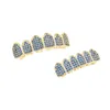Hip Hop Jewelry Blue Diamond Micro Diamond Gold Tooth Set Hip Hop Halloween Decoratie Personaliseerde tanden Set