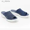 Slippers Summer Women Casual Mesh Open Toe Wedge Slip-On Platform Solid Color Ladies Slides Soft Beach Shoes for 2021 New H240416 5HQN