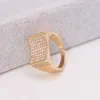 Anillos de clúster MXGXFAM Micro Full Zircon Square for Men Fashion Street Jewelry Goldped 18 K