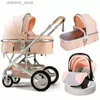 Poussettes # poussette de bébé 3 en 1 avec tallon d'auto chariot pour bébé Carriage à deux voies Agcuseur d'amortisseur pour le chariot pour nouveau-né pliable L416