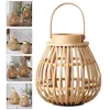 Candle Holders Lanternholder Rattan Hanging Woven Pendant Lamp Lanterns Wickerlight Cage Rustic Decorative Candlestick Farmhouse Tealight