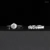 Anelli di cluster Joycejelly da 1,7ct D-color moissanite anello set sterling argento 925 gioielli 2 pezzi/set di fedi nuziali Dimensioni regalo di fidanzamento femminile