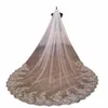 Veil de mariage Lace Edge LG Luxurious Bridal Veil Applique Sequins White / Ivory Veil avec peigne Cathedral One-Inyer 3Meters S1XT #