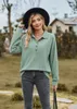 Sweats à capuche pour femmes Polo tissu Unique Swearthirts Pullover Classical Simple Half Open Femmes Femmes Preppy Style