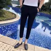 Men's Suits 2024 Korean Version Pants For Boys With Small Feet Cropped Non Ironing Slim Fitting White Suit