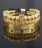 3PCSSET Luksusowy mikro preporał CZ Crown Roman Royal Charm Men Bracelets Bracelets Crystals ze stali nierdzewnej Banles para ręcznie robiona biżuteria prezent3749684